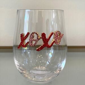 Valentines Day Jeweled XOXO Stemless Wine Glass Red & Pink Love New